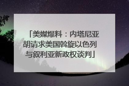 美媒爆料：内塔尼亚胡请求美国斡旋以色列与叙利亚新政权谈判