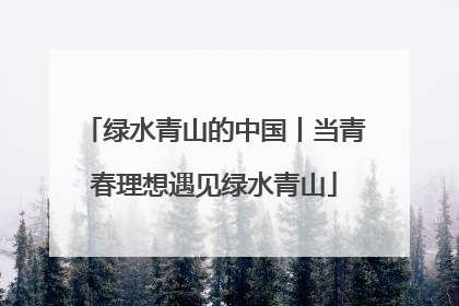 绿水青山的中国丨当青春理想遇见绿水青山
