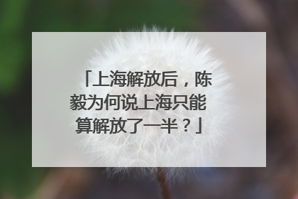 上海解放后，陈毅为何说上海只能算解放了一半？