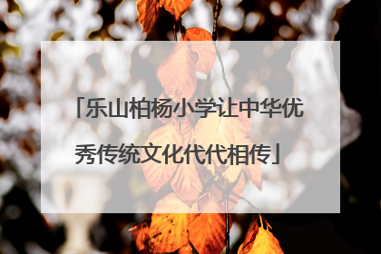 乐山柏杨小学让中华优秀传统文化代代相传