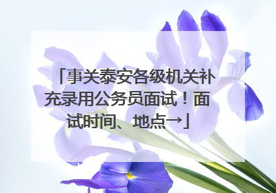 事关泰安各级机关补充录用公务员面试！面试时间、地点→