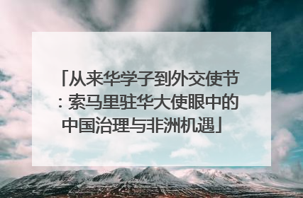 从来华学子到外交使节：索马里驻华大使眼中的中国治理与非洲机遇
