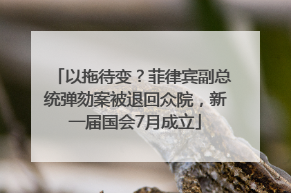 以拖待变？菲律宾副总统弹劾案被退回众院，新一届国会7月成立