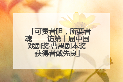 可贵者胆，所要者魂——访第十届中国戏剧奖·曹禺剧本奖获得者戴先良