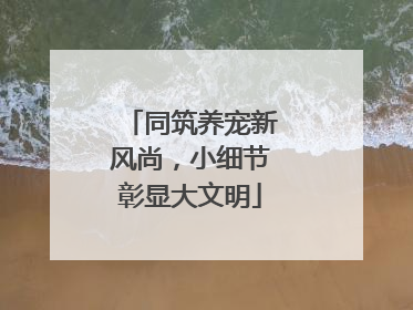 同筑养宠新风尚，小细节彰显大文明