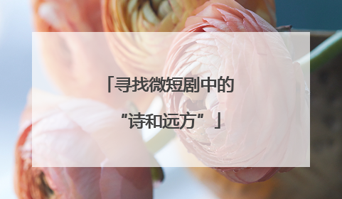 寻找微短剧中的“诗和远方”