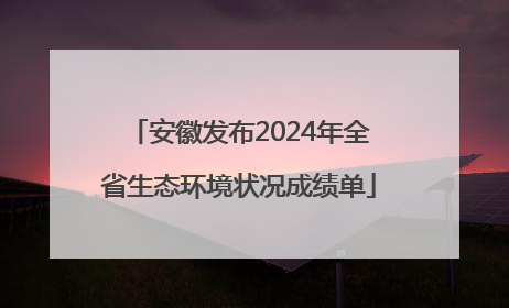 安徽发布2024年全省生态环境状况成绩单