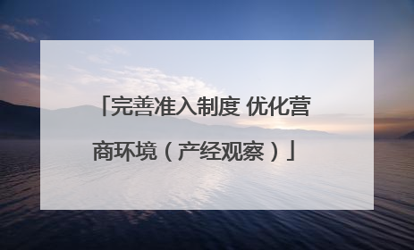 完善准入制度 优化营商环境（产经观察）