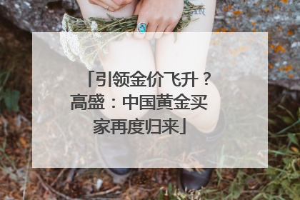 引领金价飞升？高盛：中国黄金买家再度归来