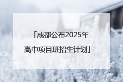 成都公布2025年高中项目班招生计划