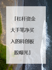杠杆资金大手笔净买入的科创板股曝光