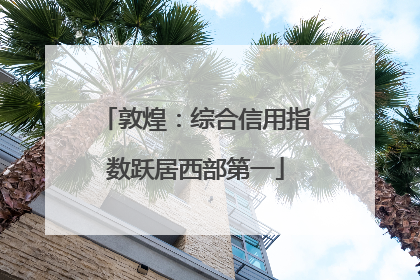 敦煌：综合信用指数跃居西部第一