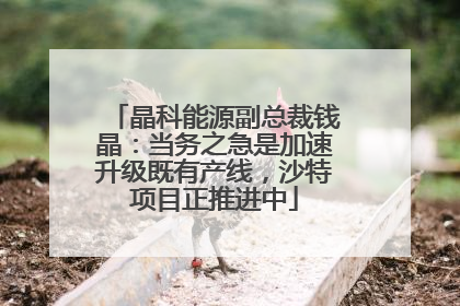 晶科能源副总裁钱晶：当务之急是加速升级既有产线，沙特项目正推进中