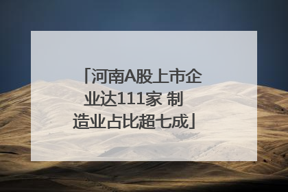 河南A股上市企业达111家 制造业占比超七成