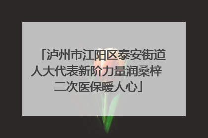 泸州市江阳区泰安街道人大代表新阶力量润桑梓 二次医保暖人心