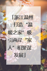 浙江温州：打造“温暖之家”吸引两岸“家人”相聚谋发展