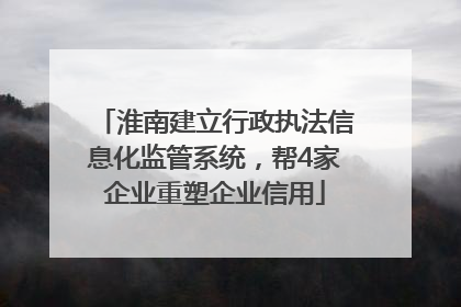 淮南建立行政执法信息化监管系统，帮4家企业重塑企业信用