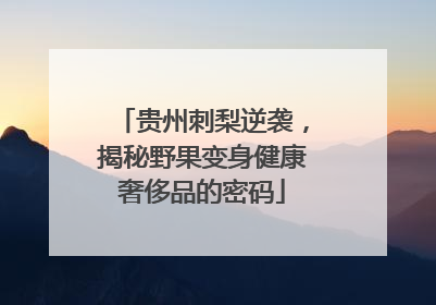 贵州刺梨逆袭，揭秘野果变身健康奢侈品的密码