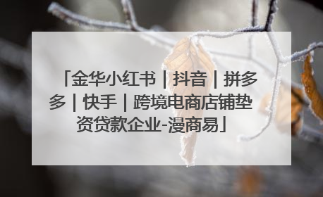 金华小红书｜抖音｜拼多多｜快手｜跨境电商店铺垫资贷款企业-漫商易