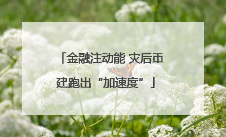 金融注动能 灾后重建跑出“加速度”