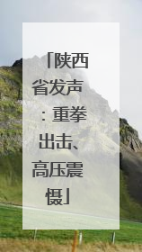 陕西省发声：重拳出击、高压震慑