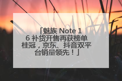 魅族 Note 16 补货开售再获榜单桂冠，京东、抖音双平台销量领先！