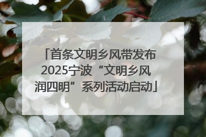 首条文明乡风带发布 2025宁波“文明乡风润四明”系列活动启动