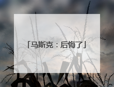 马斯克：后悔了
