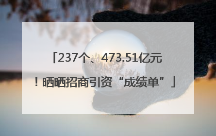 237个、473.51亿元！晒晒招商引资“成绩单”